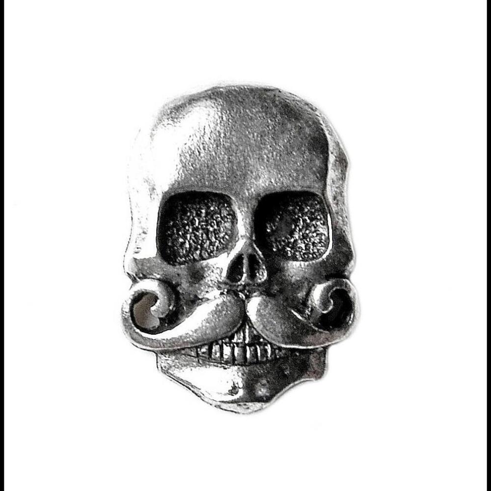 Skull with Mustache Lapel Pin